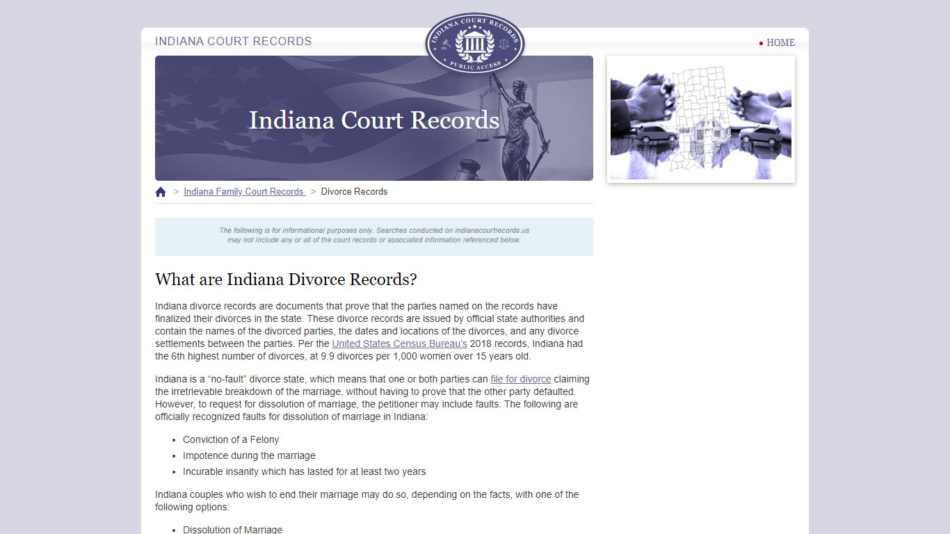 What are Indiana Divorce Records? | IndianaCourtRecords.us